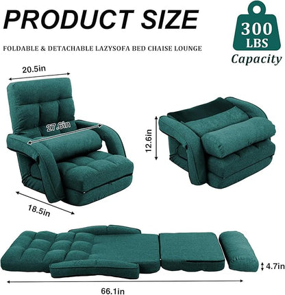 Adjustable Floor Chair for Adults with Back Suppor,5-Position Folding Lazy Sofa with Pillow, Gaming & Meditation Chair with Breathable Fabric - for Living Room, Bedroom, Office,Balcony (Green)