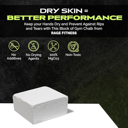 Gym Chalk Block (2oz), Magnesium Carbonate Athletic Chalk Block for Excellent Grip, Gym Workout Grip Chalk, Weightlifting, Gymnastics, Rock Climbing White