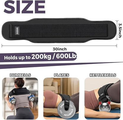 Heavy Duty Hip Thrust Belt with Comfortable Non-Slip Padding for Hip Protection – Effective Glute Builder & Booty Belt for Dumbbells, Kettlebells, Plates – Suited for Home, Gym, On-the-Go Workouts