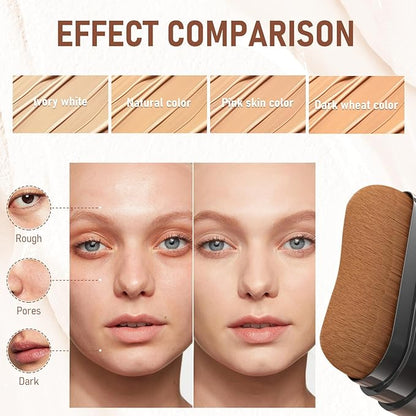 Flawless Eraser Foundation Stick,Korean Hydrating Lightweight Foundation Stick with Brush,Multi-Use Foundation Stick Makeup, Waterproof Thin and Cover Blemishes for All Skin Types (ivory white, 01)