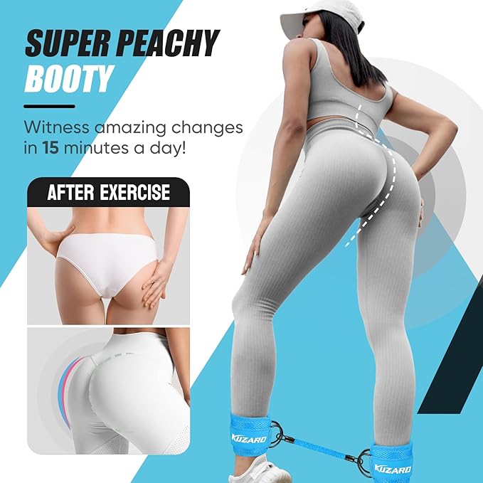 Ankle Resistance Bands with Cuffs, Ankle Weights Bands for Working Out, Women Leg and Glutes Workout Equipment, Exercise Bands for Kickbacks, Butt and Booty Trainer, Home Gym Fitness Equipment