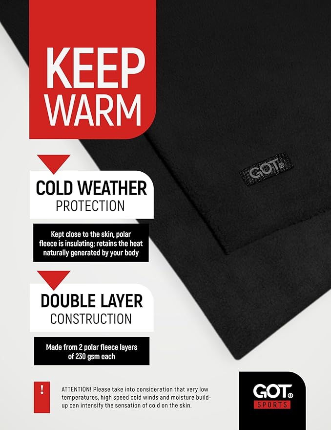 GOT Sports Polar Fleece Neck Warmer - Double-Layer Winter Ski Face Mask - Neck Gaiter Scarf for Skiing, Snowboarding, Running