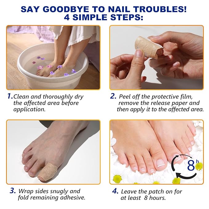 64 pcs Toenail Treatment Extra Strength-8-Hrs Overnight Nail Repair,ingrown toenail treatment,Strengthens Brittle Nails,Improves Texture & Thickening Hypoallergenic Easy