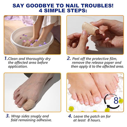 64 pcs Toenail Treatment Extra Strength-8-Hrs Overnight Nail Repair,ingrown toenail treatment,Strengthens Brittle Nails,Improves Texture & Thickening Hypoallergenic Easy