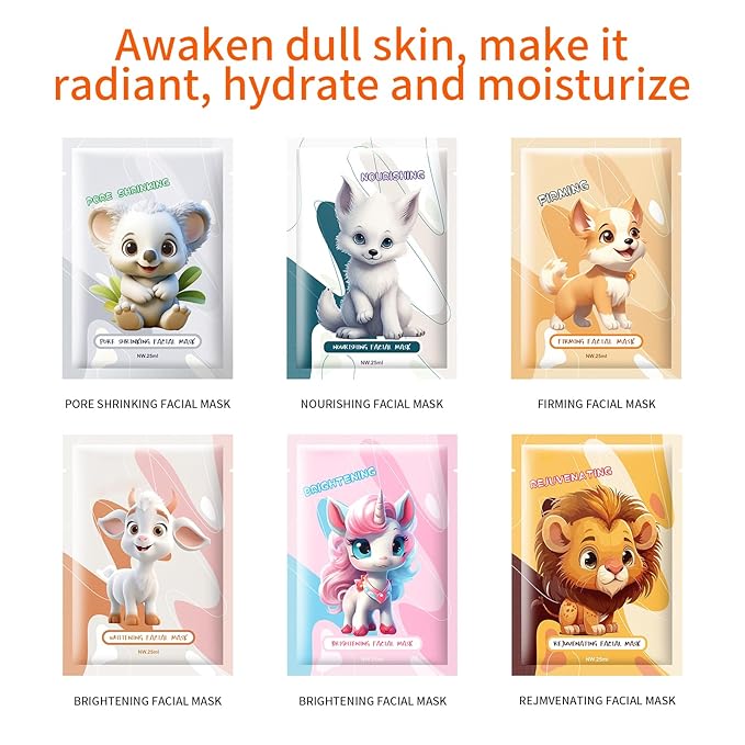 10PCS Animal Face Masks Skincare Face Masks Spa Masks - Natural Ingredients Moisturizing and Protecting Delicate Skin for Winter
