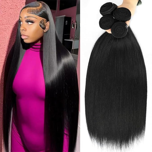 CFY 16 18 20 22 Inch Bundles Human Hair 12A Straight Human Hair Bundles 100% Unprocessed Brazilian Virgin Human Hair Extensions Natural Black