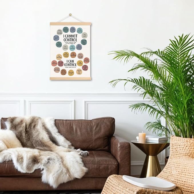 DNEULYR Mental Health Poster, I Can and Cannot Control Inspirational Mental Health Wall Art for School Counselor Office Therapy Office Calming Corner Classroom Decor, 12x16 Inches