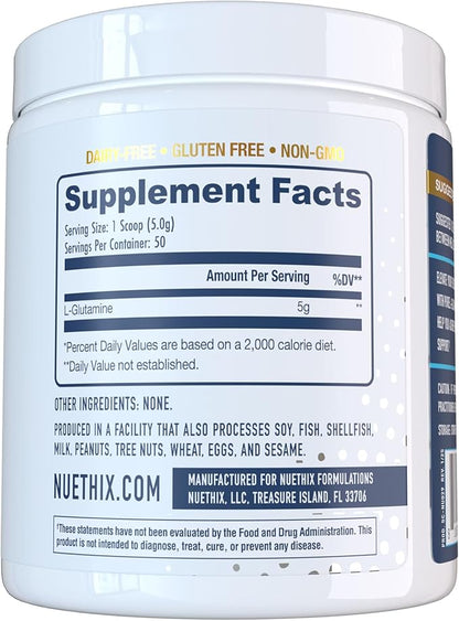 Nu-Glutamine Pure L-Glutamine Powder for Muscle Growth & Recovery & Soreness - Maximize Your Performance and Workout - 5g per Serving - 50 Servings