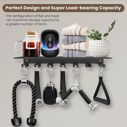 Floating Shelf Organizer Compatible with Tonal Accessories Wall Mount Hanger with Hooks T-Lock Adapters Home Gym Weight Storage Equipment Metal Rack Holder Bracket Hanger Workout Fitness (Classic)
