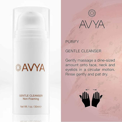 Avya Skincare Discovery Starter Set | Anti-Aging | Gentle Cleanser (15ml) + Anti-Aging Power Serum (10ml) + Eye Bright Cream (5ml) + Night Moisturizer (10ml)
