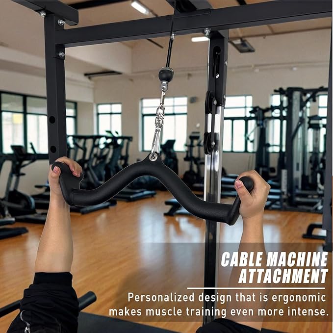 Lat Pull Down Bar T bar Row Attachment, V Bar Tricep Lat Pulldown Attachments, Back Strength Training Bar for Home Gym Exercise Cable Machine Attachments