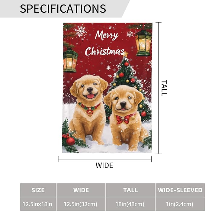 Christmas Dog Garden Flag 12x18 In Double Sided Yard Flags Lawn Sign Decor No Flagstand