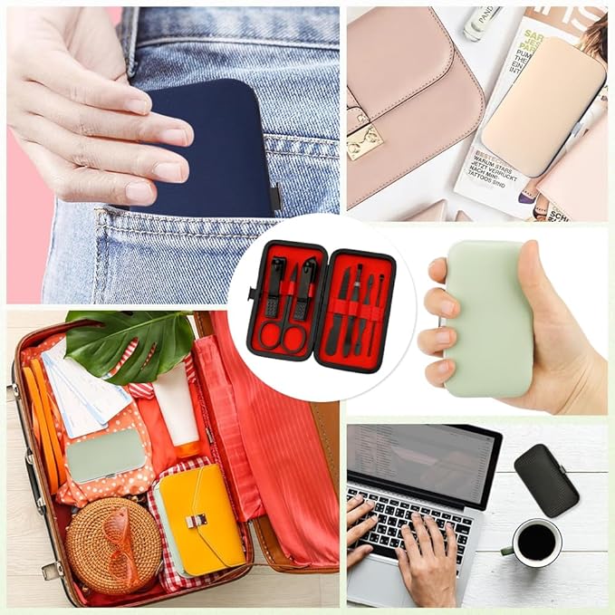 Manicure Set, Nail Clipper Set 7 in 1 Manicure Kit Stainless Steel Nail Clipper Kit Pedicure Kit Portable Nail Grooming Kit Fingernail Toenail Clippers Mothers Day Gifts for Women Men Boyfriend