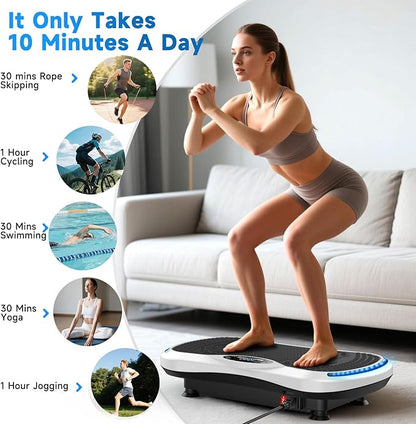Vibration Plate Exercise Machine for Lymphatic Drainage, Vibration Machine for Full-Body Weight Loss Shaping, Vibrate Fitness Platform 400 Lbs & 200 Adjustable Speeds for Women Men Home Gym