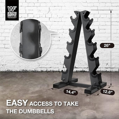 WF Athletic Supply Dumbbell Rack, 5-Tier A-Frame Dumbbell Rack for Dumbbell Storage, Color Options Available in Black/White/Green/Yellow/Red/Pink/Orange & Blue