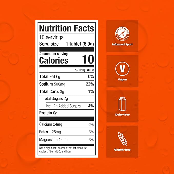 Precision Hydration Electrolyte Tablets - Multi Strength Effervescent Hydration Tablets - Combats Cramp - Low Calorie, Gluten Free, Vegan/Vegetarian Friendly (12 Tubes, 1000mg/L - Orange Tube)