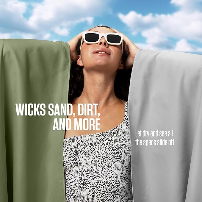 VENTURE 4TH Quick Dry Towel. Microfiber Travel Towel Ideal for Camping, Hiking, Backpacking, Gym. Lightweight & Fast Drying Travel Towels for Body. Compact & Easy to Pack - Army Green Medium