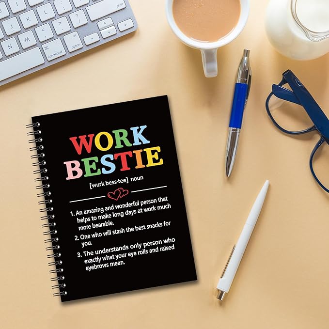 YAZMEEN Work Bestie Blank Spiral Notebook（160 Pages） Work Bestie Definition Hardcover Journal Employee Appreciation Gift Coworker Leaving Gift Funny Notebook Birthday Gift for Colleague Best Friend