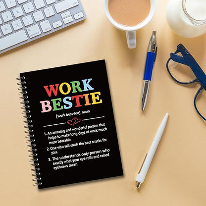 YAZMEEN Work Bestie Blank Spiral Notebook（160 Pages） Work Bestie Definition Hardcover Journal Employee Appreciation Gift Coworker Leaving Gift Funny Notebook Birthday Gift for Colleague Best Friend