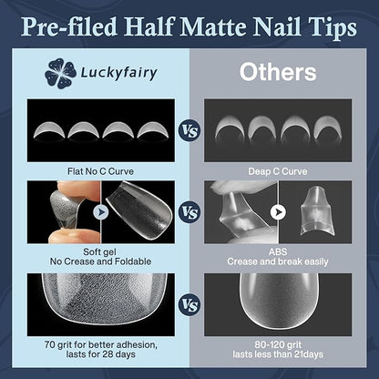 Coffin Press on Nails: 504pcs Pre-etched Short Nails Clear Coffin Gel Tips for Full Cover Fake Nails French Nail Extension Salon Home DIY 12 Sizes Gelly Tips