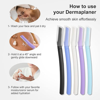 Precision Dermaplane Razor, Face Razors for Women and Men, Eyebrow Razor, Dermaplaning Tool, Peach Fuzz Remover, Skin-friendly Microblades with Protective Cap, 10 Count (Wisteriar)