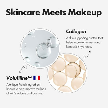 Blanc Cover Cream Stick V White - Korean Color-Changing Foundation Stick with Volufiline - Medium to Full Coverage Dewy Finish Base Makeup - Dual-Ended with Detachable Brush (200 Fair)