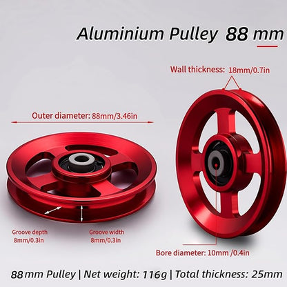 Pulley system for home gym, Aluminum GYM Pulley Wheel Universal Aluminum Alloy Bearing Pulley Wheel for Cable Machine Gym Equipment Part Garage Door