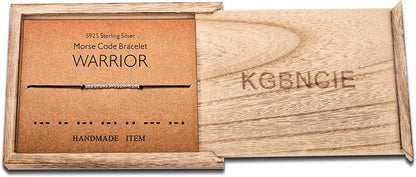 KGBNCIE Morse Code Bracelet for Women Sterling Silver Beads on Silk Cord Secret Message Fuck Friendship Inspirational Encouragement Bracelet Gift for Her