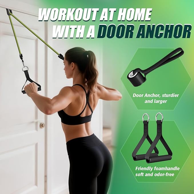 WHATAFIT Resistance Bands, Exercise Bands，Resistance Bands for Working Out, Work Out Bands with Handles for Men and Women Fitness, Strength Training Home Gym Equipment