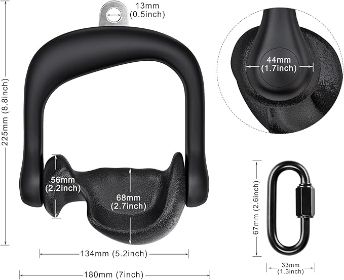 BeneLabel D Handle Cable Attachment, Cable Attachments for Gym, Non-Slip and Comfortable Grip, Solid Aluminum Alloy Handle, Suitable for Home and Gym