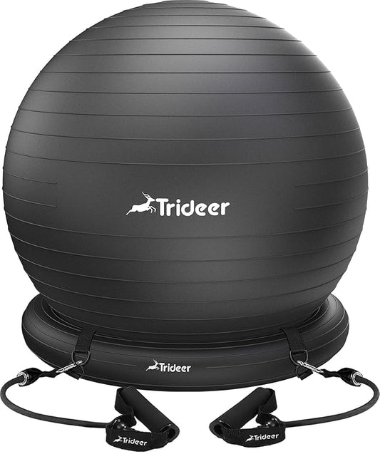 Trideer Ball Chair - Yoga Ball with Base & Bands for Home Gym Workout