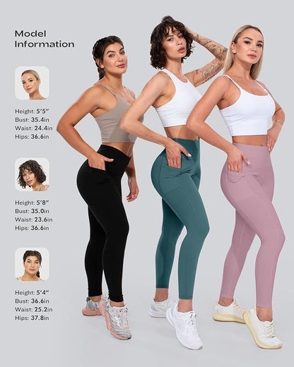 CHRLEISURE Leggings with Pockets for Women, High Waisted Tummy Control Workout Yoga Pants
