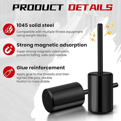 Lasnten Weight Stack Pin Extender for Cable Machine & Home Gym, 10 mm Gym Pin for 2" Weight Plates That Have a 2"(50.8mm) Hole