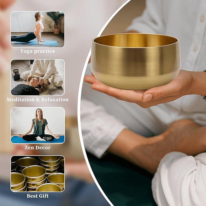 Large Tibetan Singing Bowl Set - 6" Handcrafted Meditation Sound Bowl for Yoga, Mindfulness, Chakra Healing & Stress Relief | Complete Kit with Cushion & Mallet | Spiritual Gifts for Beginners 6 Inch