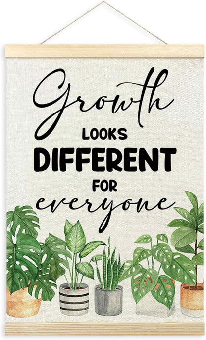TLESKE Classroom Mental Health Poster Hanger Frame, Positive Affirmations Hanging Wall Art Room Decor for School Counseling Therapy Office, Growth Looks Different for Everyone Prints Pictures, 12x16