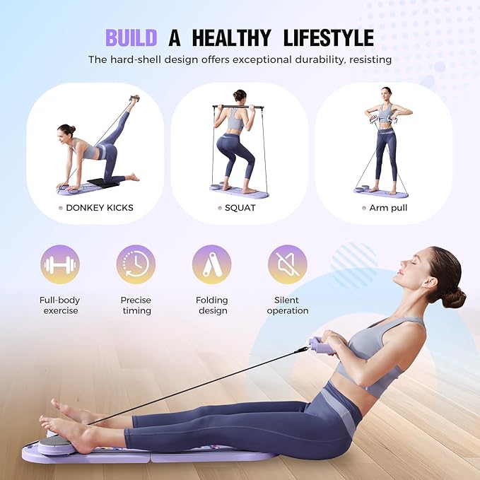 Pilates Reformer, Foldable Pilates Board, 7-in-1 Multi-Function Pilates Equipment, Home Pilates Set, Full Body Workout, Universal Portable Gym Equipment for Core Strength and Pilates Training