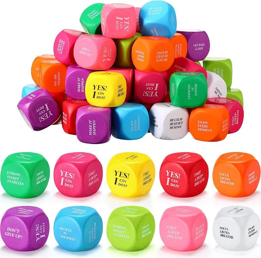 Jerify 60 Pcs Motivational Stress Ball Bulk Quote Inspirational Foam Cubes Balls Stress Relief Employee Appreciation Gift for Coworkers Kids Adult Motivating Encouraging (Cute Colors)