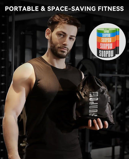 SUNPOW Pull Up Assistance Bands, Resistance Bands Set of 5 for Working Out, Pull Up Bands, Exercise Bands for Muscle Training, Stretching, Yoga, Physical Therapy for Men Women