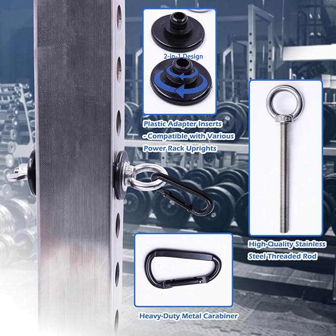 Heavy Duty Power Rack Attachments, 2PCS Resistant Band Accessories for Squat Rack, Fits 2"x2" & 3"x3" Uprights, 5/8" or 1" Holes, Resistance Band & Strength Training Use