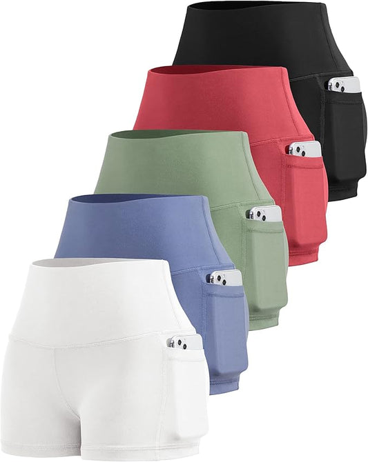 LZYVOO Biker Spandex Shorts Women, High Waisted Tummy Control Workout Yoga Shorts with Pockets