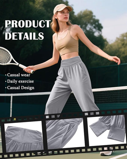 2 Pack Women's Yoga Joggers, Cozy Sweatpants with Pockets Casual Loose Comfy High Waisted Lounge Pants