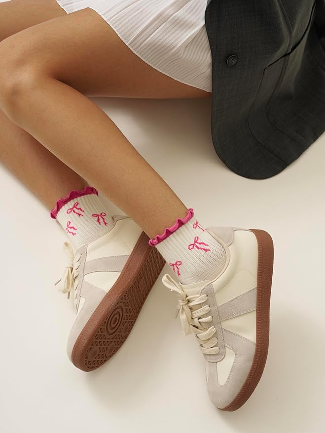 Crew Half Calf Grip Socks, Cutest Fruits Pilates Socks, Ruffle socks, Non-Slip, Barre Yoga Fitness