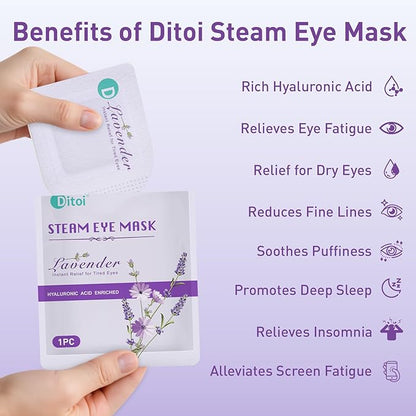 Steam Eye Mask, Heated Eye Mask for Sleep,Warm Compress with Hyaluronic Acid,Moist Heat for Dry Eye Relief,Spa,Stye Eye Treatment,Travel Essentials & Relaxation Gifts,Lavender 20 Packs