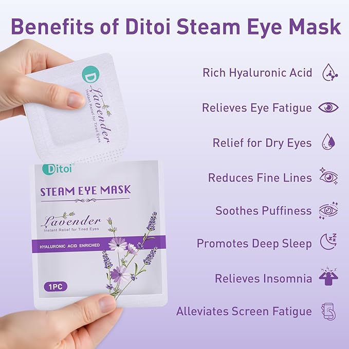 Steam Eye Mask, Heated Eye Mask for Sleep,Warm Compress with Hyaluronic Acid,Moist Heat for Dry Eye Relief,Spa,Stye Eye Treatment,Travel Essentials & Relaxation Gifts,Lavender 10 Packs