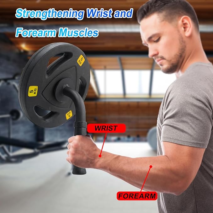 Wrist Forearm Strengthener Fits 2 Inch Weight Plates, Arm Wrestling Hammer Bar with Barbell Clamp, Heavy-Duty Wrist Strength Equipment for Grip and Forearm Workout