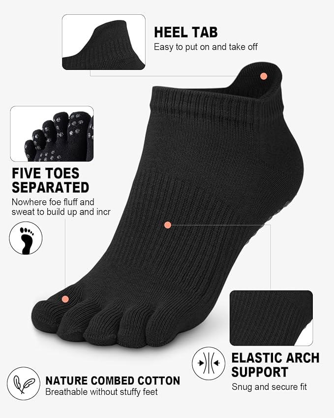 3/6 Pairs Grip Pilates Socks for Women, Non-slip Yoga Athletic Socks for Barre Ballet Barefoot Workout Hospital