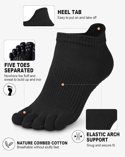 3/6 Pairs Grip Pilates Socks for Women, Non-slip Yoga Athletic Socks for Barre Ballet Barefoot Workout Hospital
