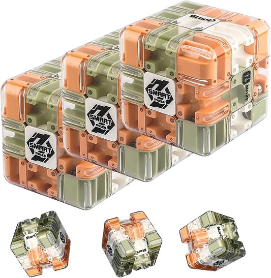 3D Maze Ball Puzzle Fidget Cube - Engaging Brain Teaser Toy for Stress Relief & Focus, Challenging Puzzle Maze Ball Game for Adults, Teens & Kids (Model A-3PCS)