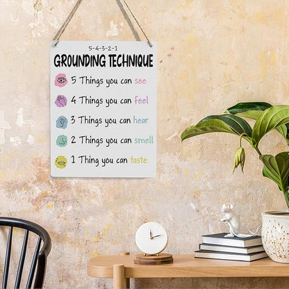 Anxiety Relief Mindfulness Posters Mental Health Awareness Psychologist Gift Wood Decor Sign Positive Affirmations Wall Decor for Consultation Room Therapy Office Bedroom Studio Living Room
