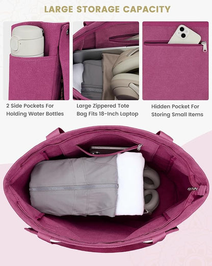 Gonex Yoga Mat Bag, Yoga Gym Bag Tote Bag with Multi Pockets For Women Men, Canvas Yoga Mat Carrier Take in Out Mat Easily For Pilates Travel Workout Office